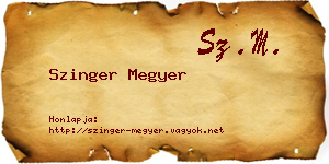 Szinger Megyer névjegykártya